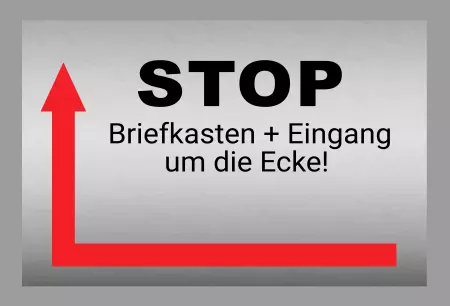 Wegweiser Briefkasten + Eingang um die Ecke Bild