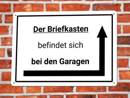Wegweiser Der Briefkasten befindet sich .... Bild