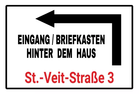 Wegweiser Eingang / Briefkasten hinterm Haus Bild
