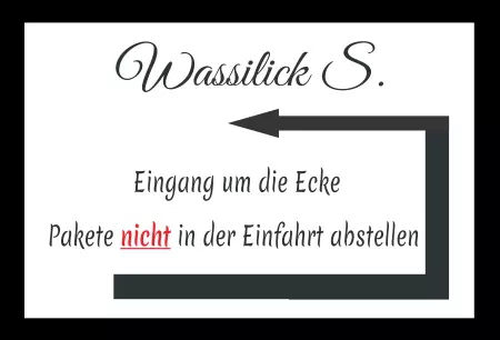 Wegweiser Eingang um die Ecke Bild