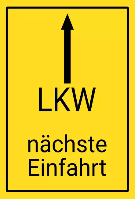 Wegweiser LKW nächste Einfahrt Bild