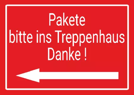  Wegweiser Pakete ins Treppenhaus Bild