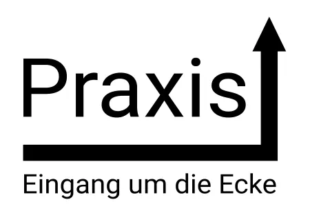 Wegweiser Praxis Eingang um die Ecke Bild