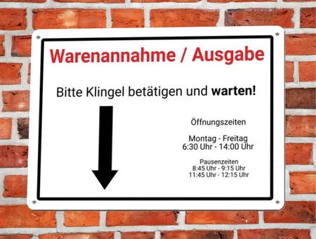 Wegweiser Warenannahme Bild